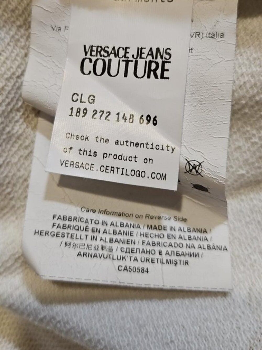 Versace Jeans Couture Baroque Print Oversized Hoodie White Black Gold Gold XS - Picture 7 of 8